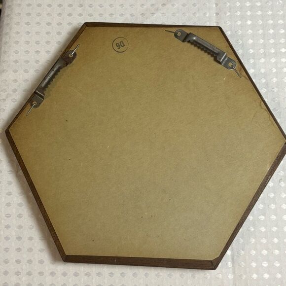 Vintage Homco Wooden Octagonal Beveled Accent Mirror - Picture 5 of 5